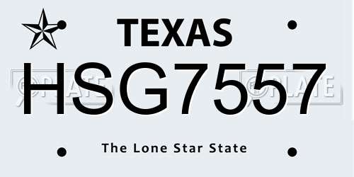 HSG7557 Texas License Plate