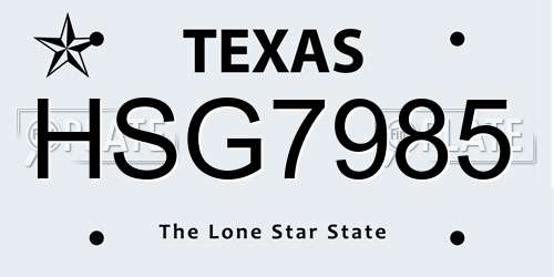 HSG7985 Texas License Plate
