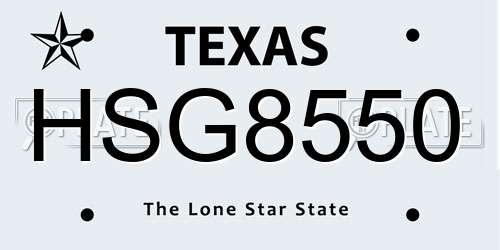 HSG8550 Texas License Plate