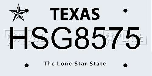 HSG8575 Texas License Plate