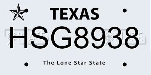 HSG8938 Texas License Plate
