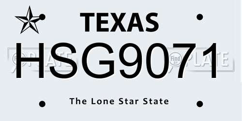 HSG9071 Texas License Plate