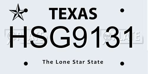 HSG9131 Texas License Plate