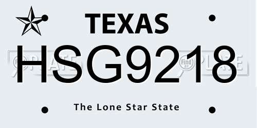 HSG9218 Texas License Plate