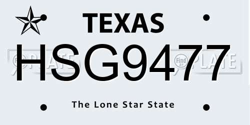 HSG9477 Texas License Plate