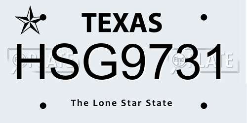 HSG9731 Texas License Plate
