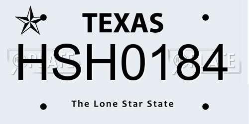 HSH0184 Texas License Plate