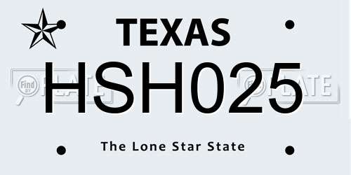 HSH025 Texas License Plate