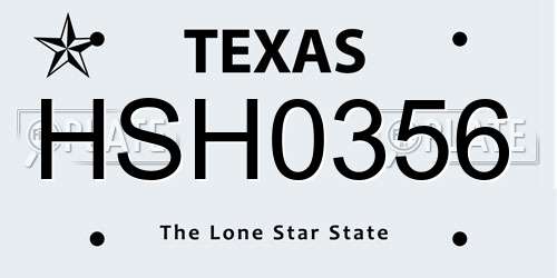 HSH0356 Texas License Plate