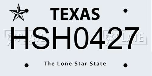 HSH0427 Texas License Plate