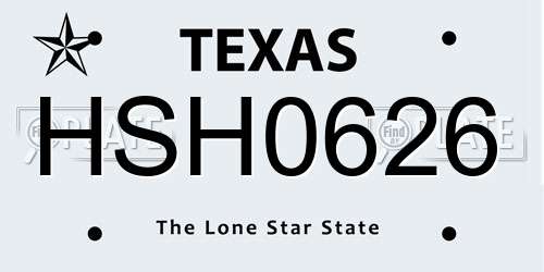 HSH0626 Texas License Plate