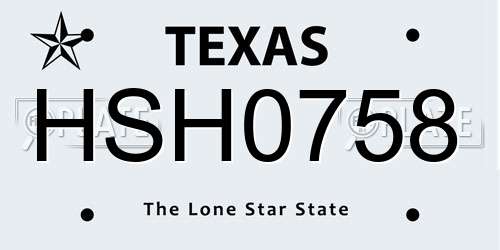 HSH0758 Texas License Plate