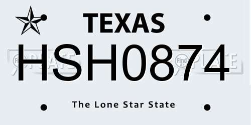 HSH0874 Texas License Plate