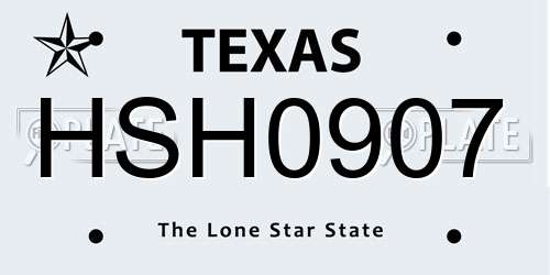HSH0907 Texas License Plate