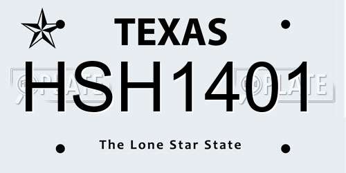 HSH1401 Texas License Plate