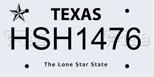 HSH1476 Texas License Plate