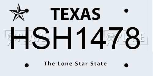 HSH1478 Texas License Plate