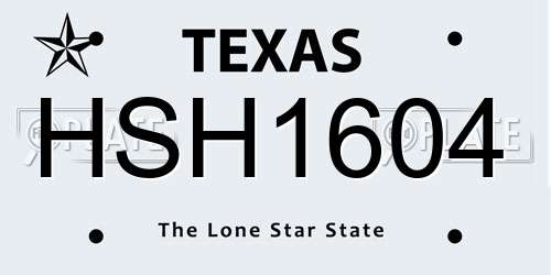 HSH1604 Texas License Plate