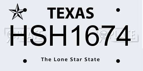 HSH1674 Texas License Plate
