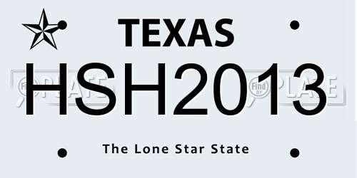 HSH2013 Texas License Plate