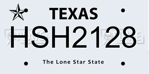 HSH2128 Texas License Plate
