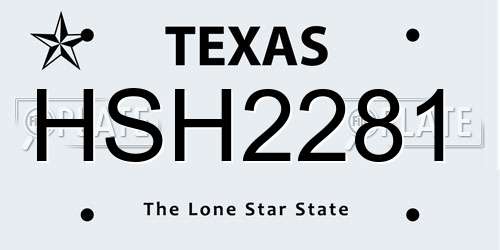 HSH2281 Texas License Plate