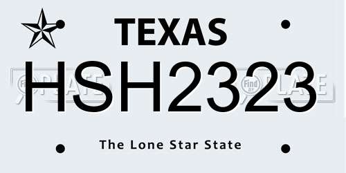 HSH2323 Texas License Plate