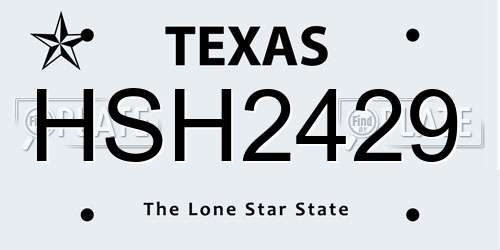 HSH2429 Texas License Plate