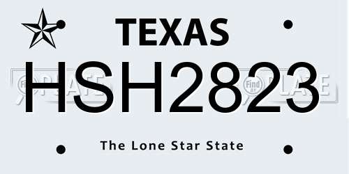 HSH2823 Texas License Plate