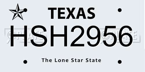 HSH2956 Texas License Plate