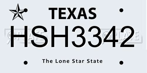 HSH3342 Texas License Plate