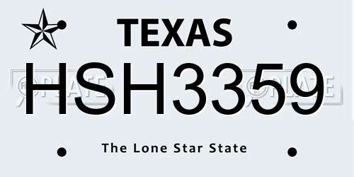 HSH3359 Texas License Plate