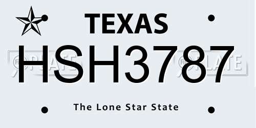HSH3787 Texas License Plate