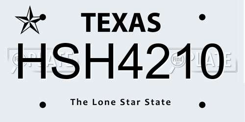 HSH4210 Texas License Plate