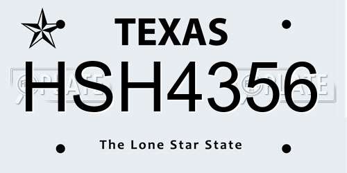 HSH4356 Texas License Plate