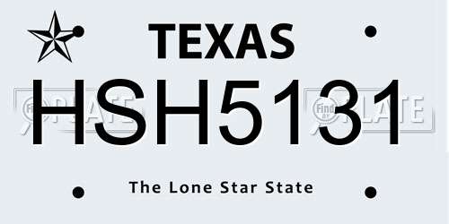 HSH5131 Texas License Plate
