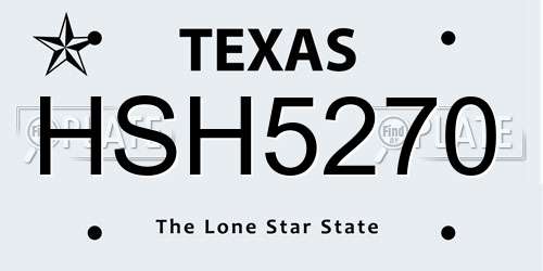 HSH5270 Texas License Plate