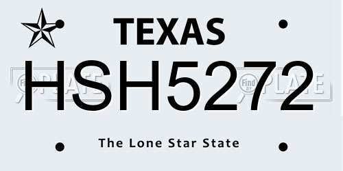 HSH5272 Texas License Plate