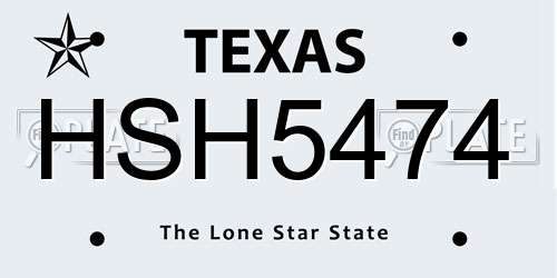 HSH5474 Texas License Plate