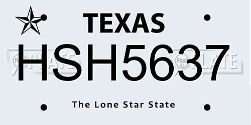 HSH5637 Texas License Plate