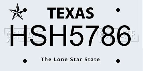 HSH5786 Texas License Plate