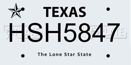 HSH5847 Texas License Plate