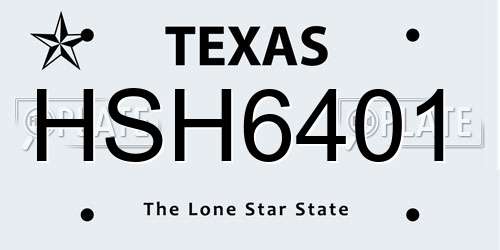 HSH6401 Texas License Plate
