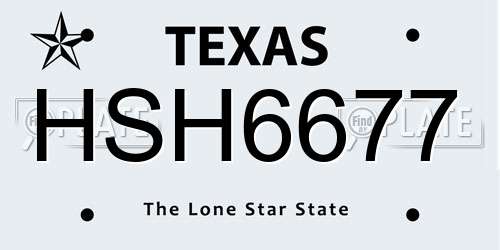 HSH6677 Texas License Plate