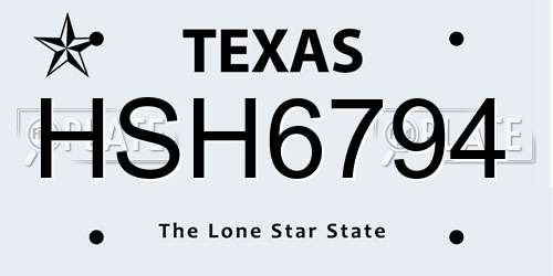 HSH6794 Texas License Plate