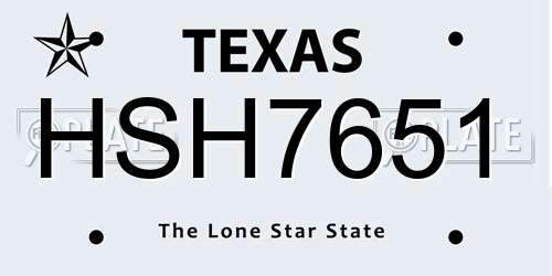 HSH7651 Texas License Plate
