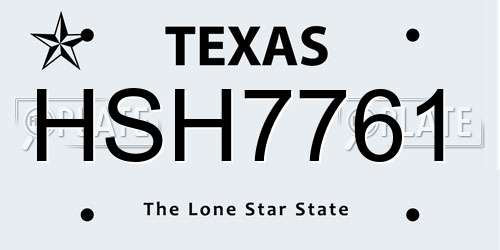 HSH7761 Texas License Plate