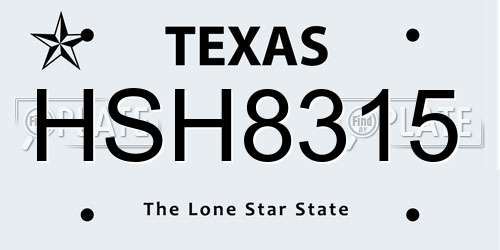 HSH8315 Texas License Plate