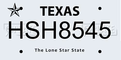 HSH8545 Texas License Plate
