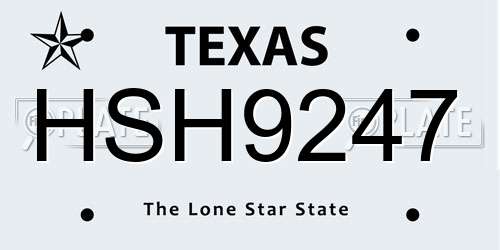 HSH9247 Texas License Plate